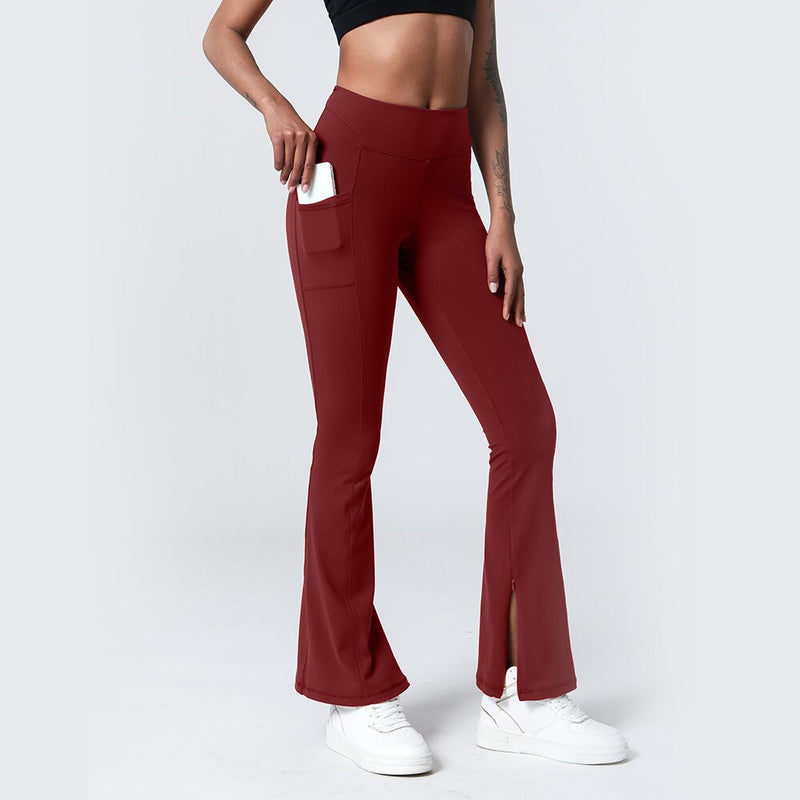Elevate Pocket Flared Pants - Crimson