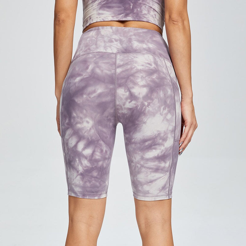 Seamless Tie Dye pocket Biker Shorts - Purple