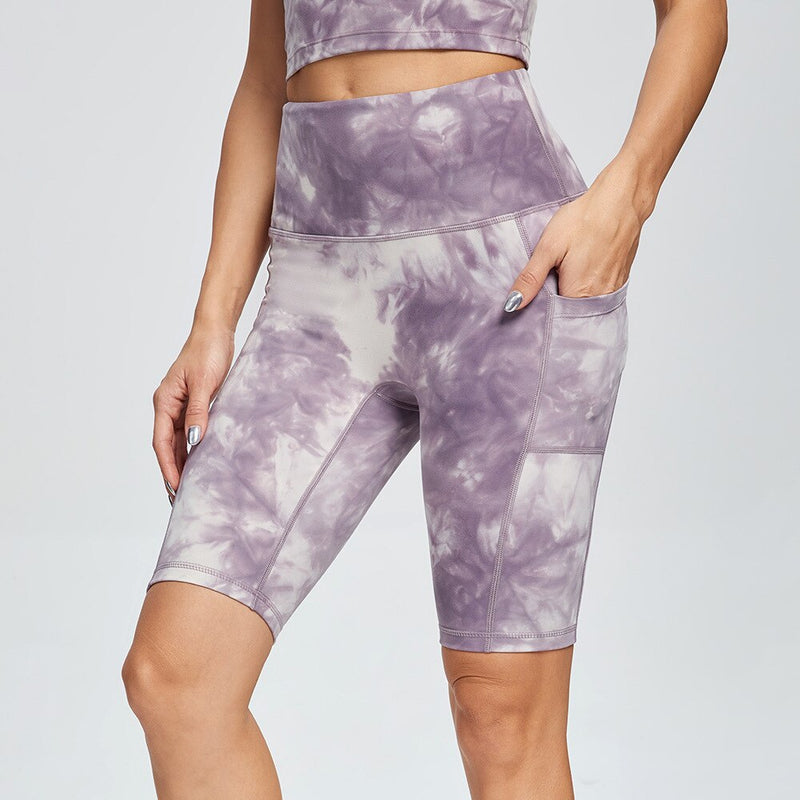 Seamless Tie Dye pocket Biker Shorts - Purple